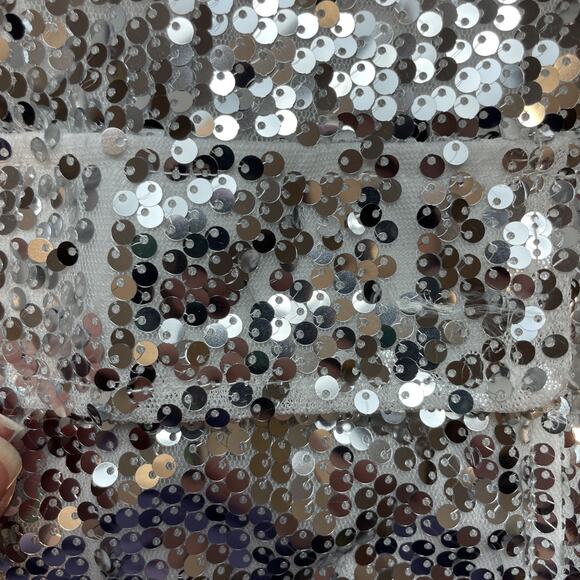 Boohoo Sequined Club Jacket Womens 18 Silver Evening Party Rockstar Concert Rave - Picture 10 of 12